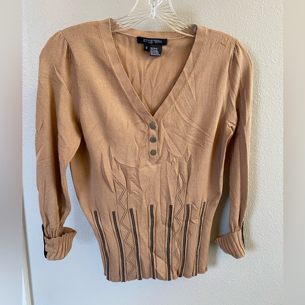 Women’s tan & brown sweater blouse